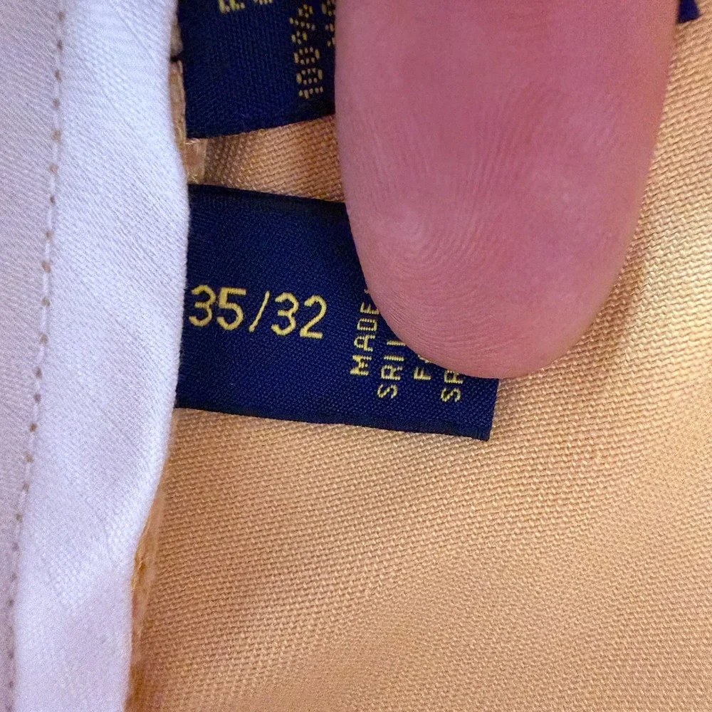 Polo Ralph Lauren Pant Mens 35x32 Yellow Cotton Chino Straight Classic Business